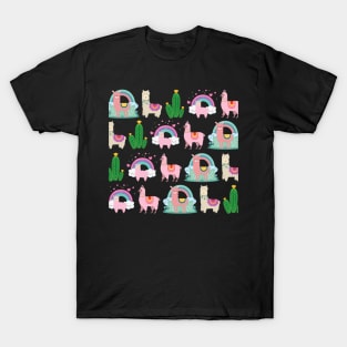 Cute Llama Pattern T-Shirt